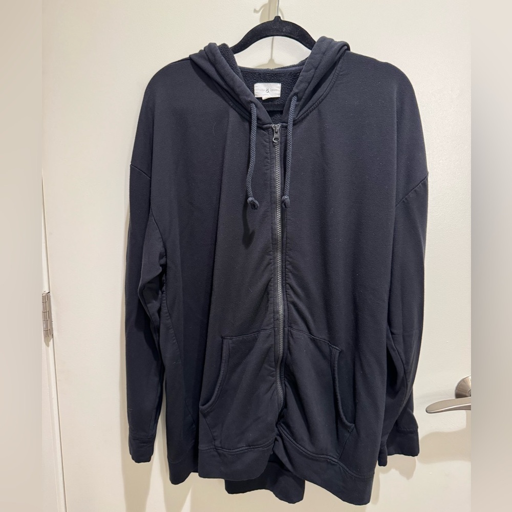 Lou & Grey Signaturesoft Super Plush Zip Hoodie, Black, XXL